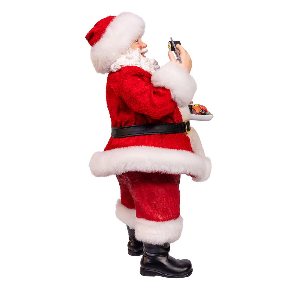 Kurt Adler 10.5-Inch Fabriché Santa with Sushi Platter